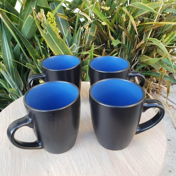 NEW Stone Lain 4 Piece Stoneware mugs cups Coffee Tea dishes Dinnerware Set Blue - Picture 9 of 12